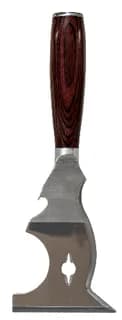 Stainless Steel "10-in-1" tool with wooden handle and a wide range of 
applications