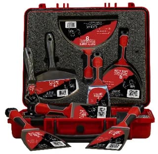 SET WMR-3K CONTENTS:
Hardened Stainless Steel Putty Knife with an ergonomic three component handle and hammer (124060-3K, 124080-3K, 124010-3K, 124013-3K, 124015-3K, 124020-3K)