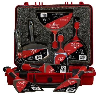 SET WMR-3K CONTENTS:
Hardened Stainless Steel Putty Knife with an ergonomic three component handle and hammer (124060-3K